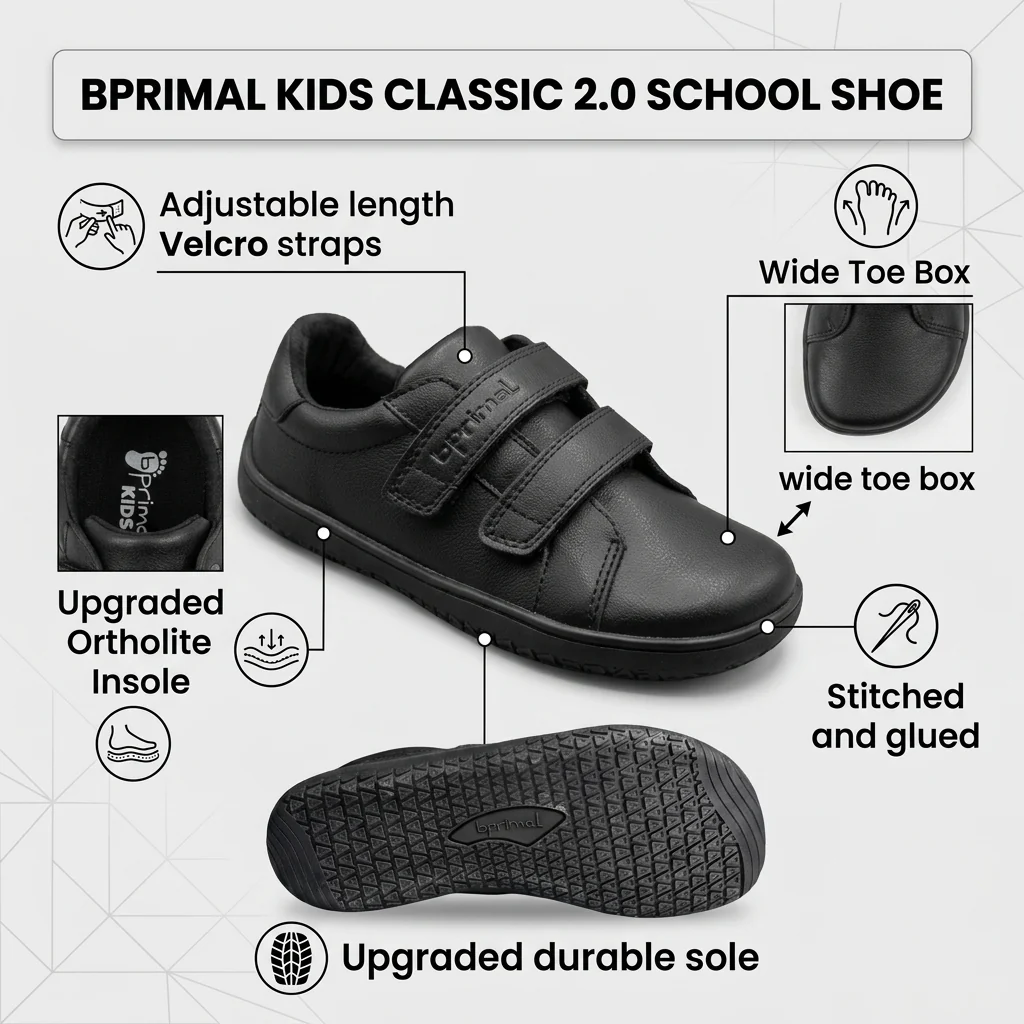 Bprimal Kids - Classic 2.0 - Blackout (Leather) School Shoes - Image 13