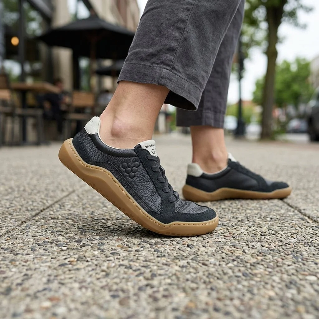 Vivobarefoot Gobi III Sneaker Leather (Womens) - Obsidian - Image 3