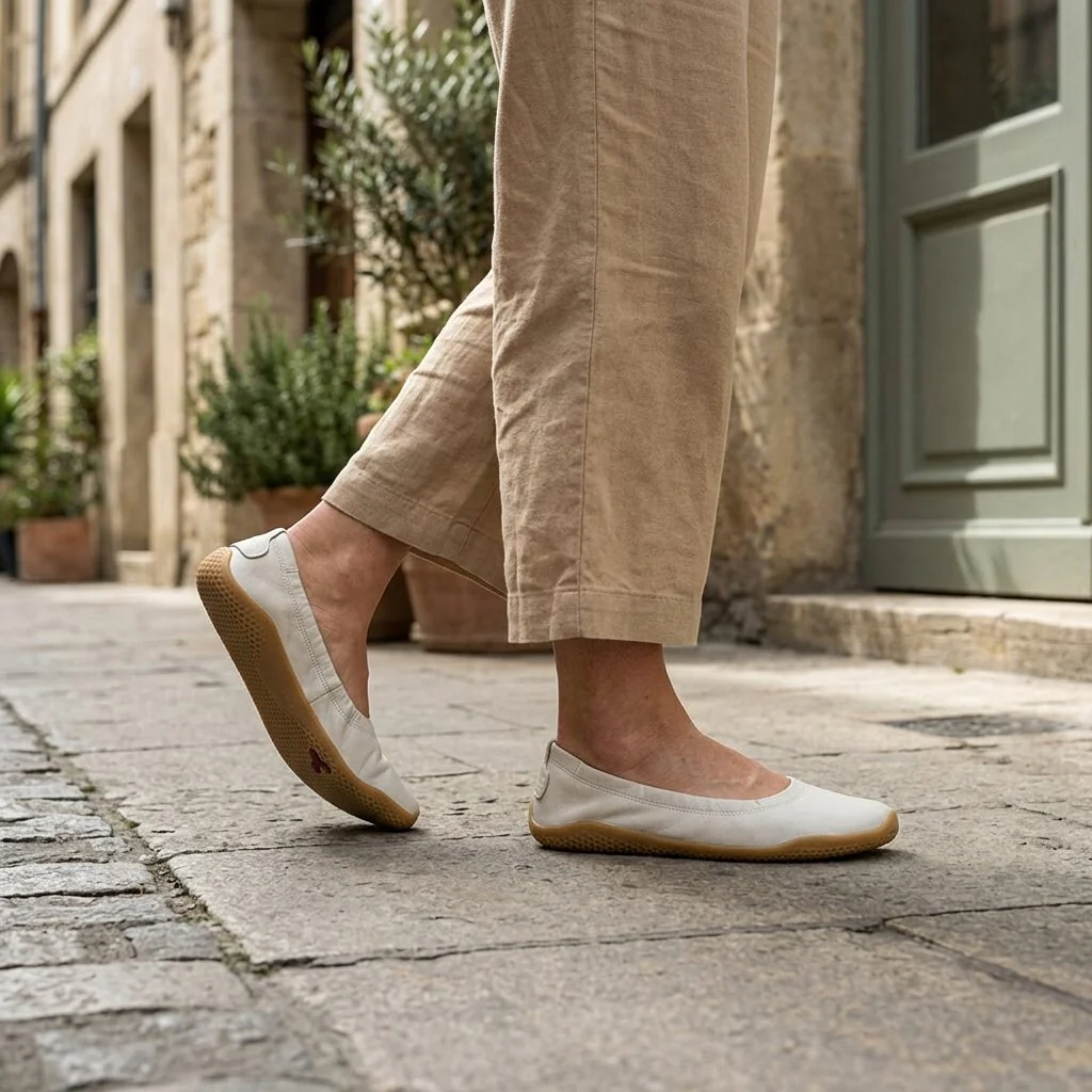 Vivobarefoot Primus Asana Yin Ballerina Leather (Womens) - Limestone - Image 2