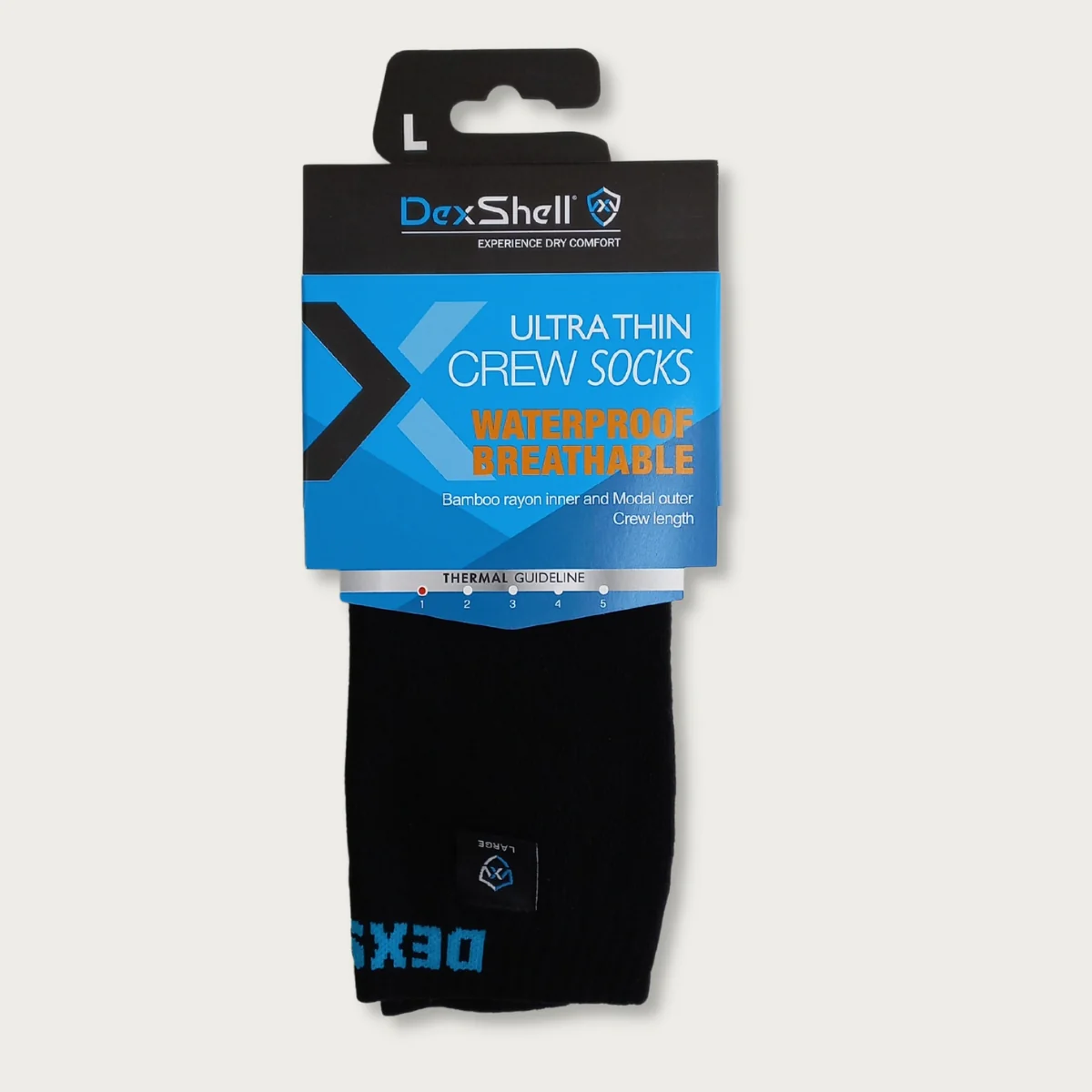Ultra-Thin Waterproof Sock - Crew - Black - Image 3